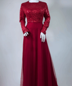 Red Sequence Evening Wear