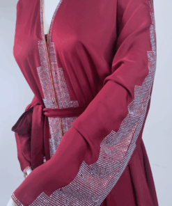 Alternative view of Red Diamante Abaya Overcoat